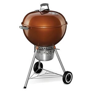Weber Original Kettle Premium Charcoal Grill – 22-Inch Black BBQ with Hinged Cooking Grate, One-Touch Cleaning System, Heat Retention Lid, and Built-In Thermometer