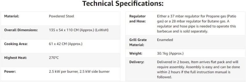 CosmoGrill Pro Deluxe 4+1 Gas Barbecue Grill – 5 Burner Outdoor BBQ with Side Burner, Warming Rack, Thermometer – Large Family Garden Grill (Model 93411) - Image 8