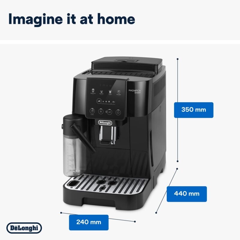 De’Longhi Magnifica ECAM222.20.B – Automatic Bean-to-Cup Espresso Machine with 4 One-Touch Recipes & Milk Nozzle, 1450 W (Black) - Image 7