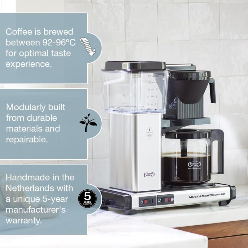 Moccamaster KBG Select Drip Coffee Maker – 1.25 L, Quantity Selector, UK Plug, Off-White - Image 45