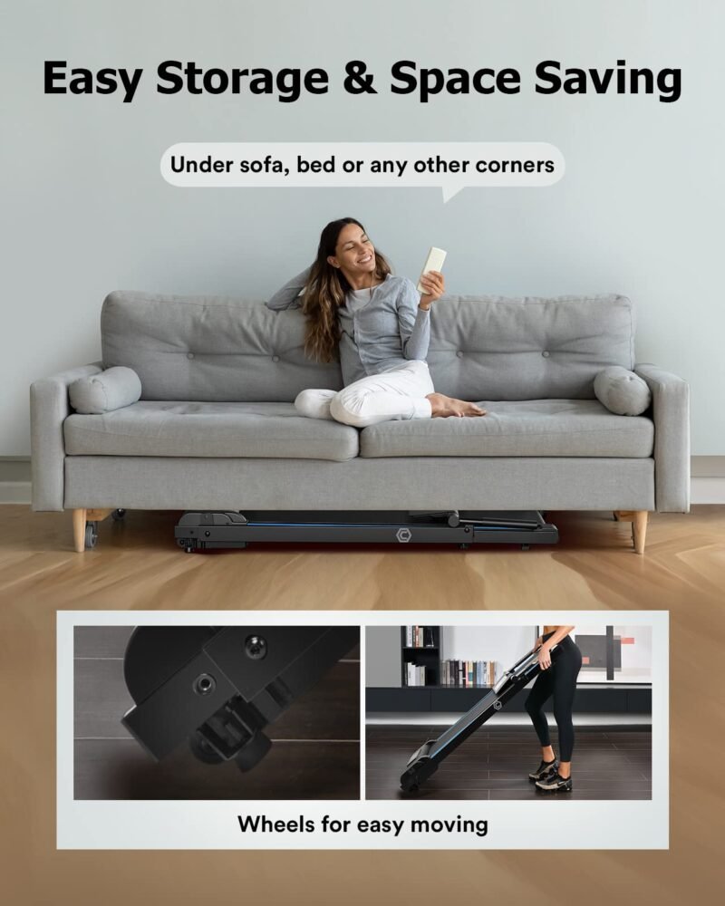 UREVO Under-Desk Walking Pad Treadmill – 0.6–6.2 MPH (1–10 km/h), 100 kg Capacity, Remote Control & LED Display, Foldable Compact Design - Image 15