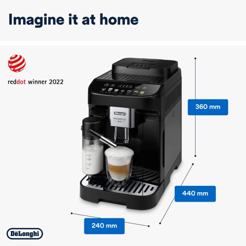 De’Longhi Magnifica Evo ECAM292.81.B – Bean-to-Cup Coffee & Cappuccino Maker with LatteCrema System, 1.8 L Tank & 250 g Hopper (Black) - Image 7