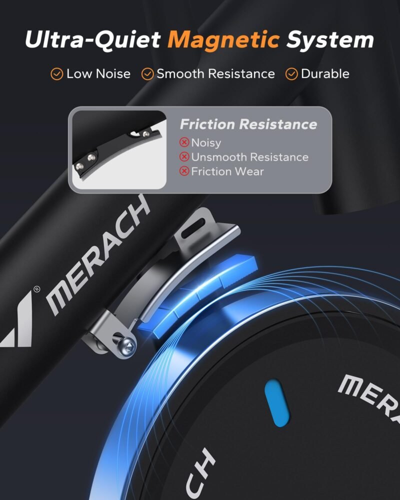 MERACH Stationary Exercise Bike – Quiet Belt-Drive Indoor Cycling with Bluetooth App, 300 lb Capacity, LED Monitor, Tablet Mount & Fitness Courses - Image 16