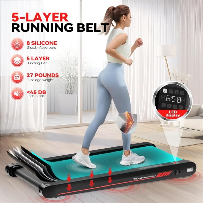 Sperax 3-in-1 Under-Desk Walking Pad – App & Remote-Controlled Vibration Treadmill, 2.5 HP Quiet Motor, 9% Auto-Incline (Red) - Image 11