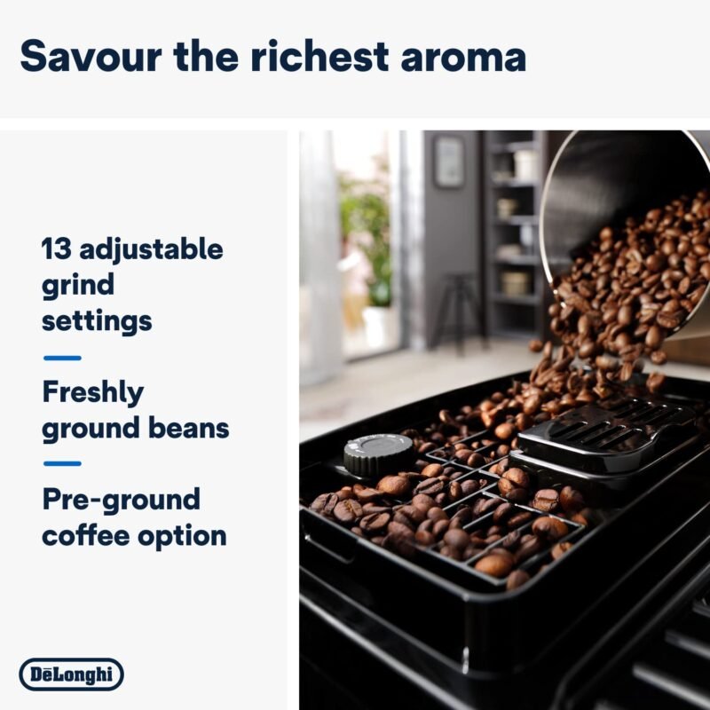 De’Longhi Magnifica ECAM222.20.B – Automatic Bean-to-Cup Espresso Machine with 4 One-Touch Recipes & Milk Nozzle, 1450 W (Black) - Image 11