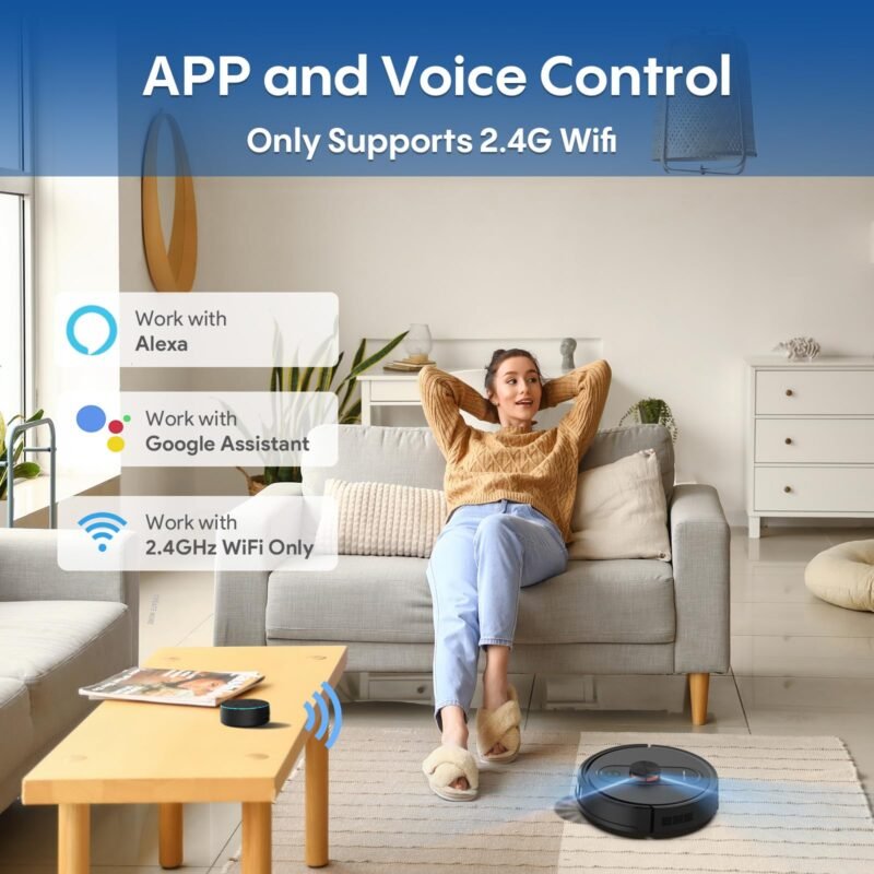 Eitton BL--20 Robot Vacuum and Mop Combo – 5000Pa Suction, LiDAR Navigation, No-Go Zones, Smart Mapping, App/Alexa Control, Self-Charging, Ideal for Pet Hair, Hard Floors & Carpet - Image 9