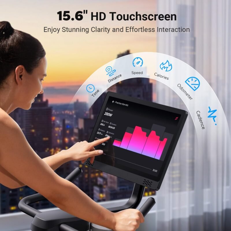 MERACH Stationary Exercise Bike – Quiet Belt-Drive Indoor Cycling with Bluetooth App, 300 lb Capacity, LED Monitor, Tablet Mount & Fitness Courses - Image 6