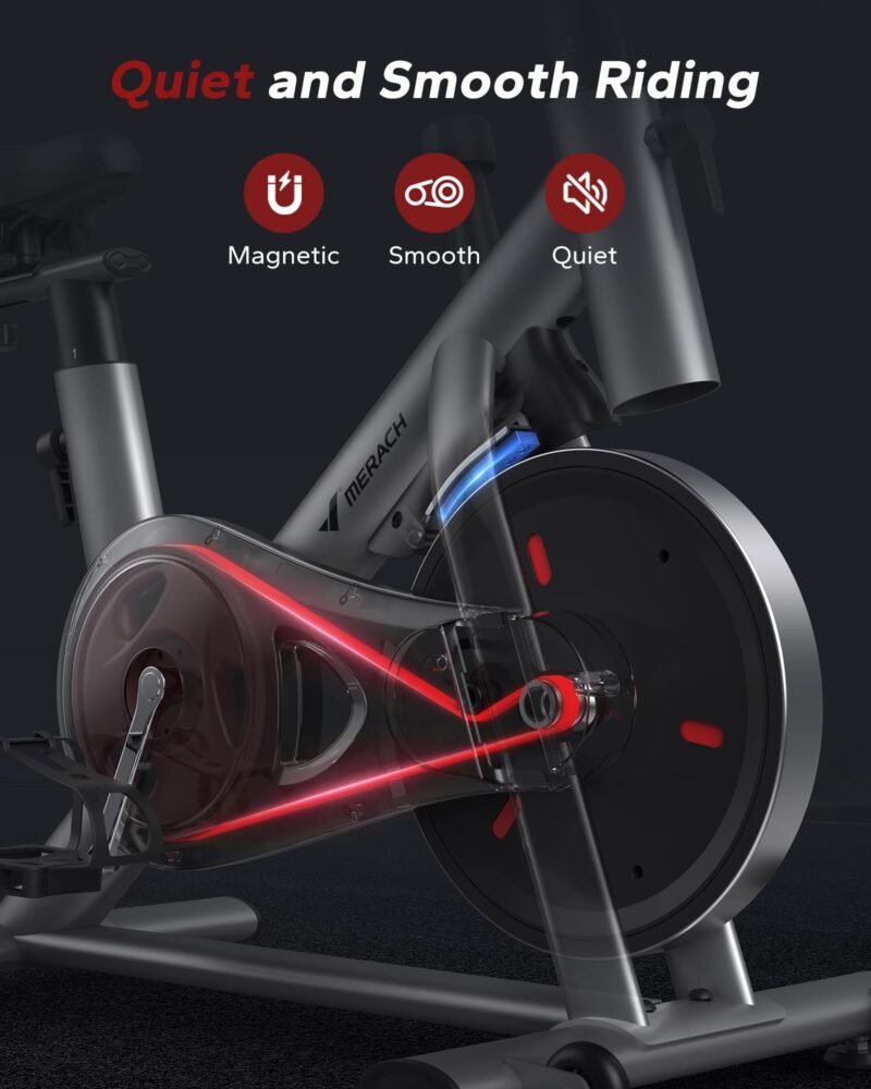 MERACH Stationary Exercise Bike – Quiet Belt-Drive Indoor Cycling with Bluetooth App, 300 lb Capacity, LED Monitor, Tablet Mount & Fitness Courses - Image 21
