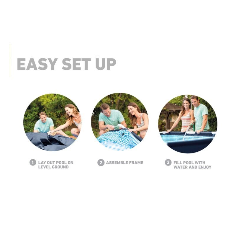 Intex 28211EH Metal Frame Pool Set – 12ft (3.66m) x 30in (76cm) Round Above Ground Swimming Pool with 530 GPH Pump – 1,718 Gallon (6,504L) Capacity – 3-Ply Puncture-Resistant PVC – Rust-Resistant Frame - Image 19