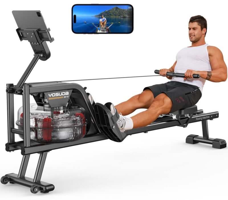 YOSUDA Magnetic & Water Rowing Machine – Foldable Home Rower, 159 kg Capacity, Bluetooth App, Tablet Holder & Comfortable Seat - Image 4