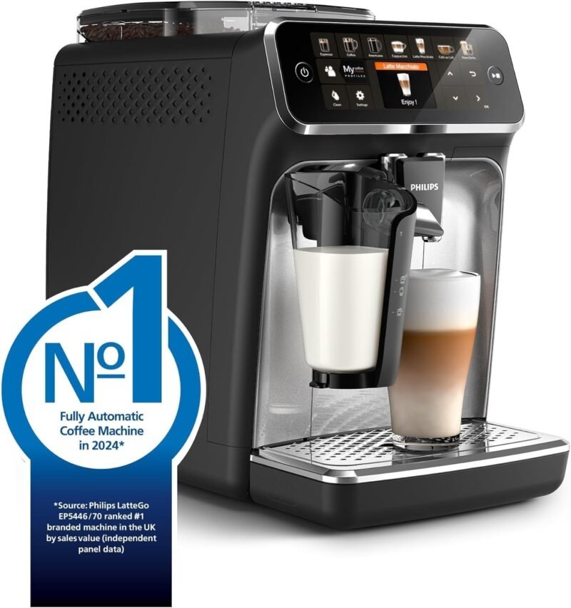 Philips 5400 Series EP5446/70 – Fully Automatic Espresso Machine with LatteGo, Ceramic Grinder & 12 One-Touch Beverages (Black) - Image 2
