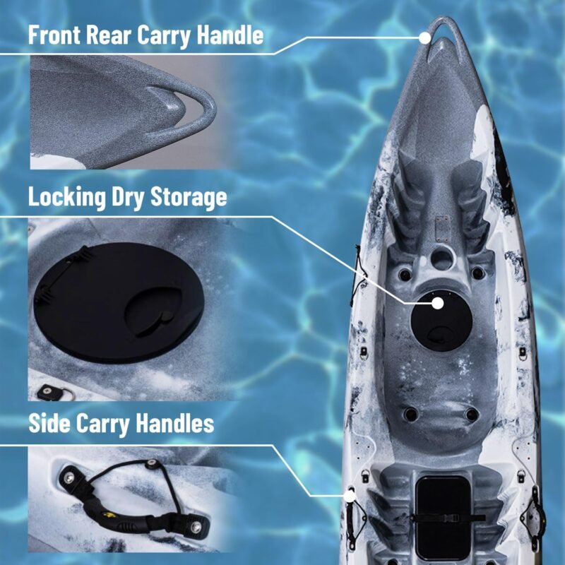 Garvee 12.4 ft Sit-On-Top Kayak – 2-Person HDPE Fishing Kayak, 661 lb Capacity with Accessories - Image 4