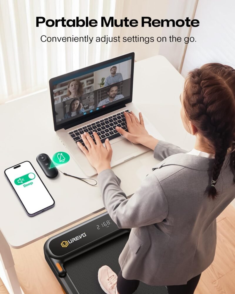 UREVO Smart 2-in-1 Folding Treadmill – 1–10 km/h, 120 kg Capacity, Safety Handle & Dual LED Displays, Remote & App Control, Compact 130×57×12 cm - Image 7