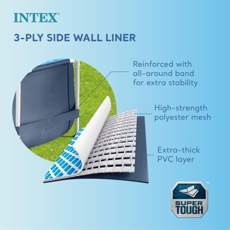 Intex 28211EH Metal Frame Pool Set – 12ft (3.66m) x 30in (76cm) Round Above Ground Swimming Pool with 530 GPH Pump – 1,718 Gallon (6,504L) Capacity – 3-Ply Puncture-Resistant PVC – Rust-Resistant Frame - Image 15