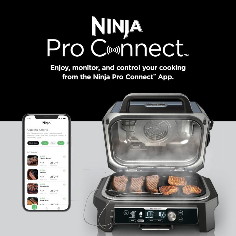 Ninja Woodfire Pro XL OG850 Electric Outdoor Grill and Smoker – 4-in-1 Portable BBQ with Built-In Thermometer, Air Fry, Bake, and Real Woodfire Flavor – Stainless Steel, 22-Inch, Dark Grey - Image 19