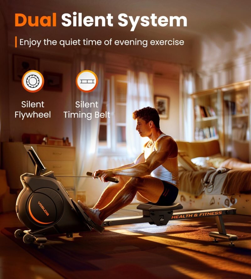 YOSUDA Magnetic & Water Rowing Machine – Foldable Home Rower, 159 kg Capacity, Bluetooth App, Tablet Holder & Comfortable Seat - Image 9