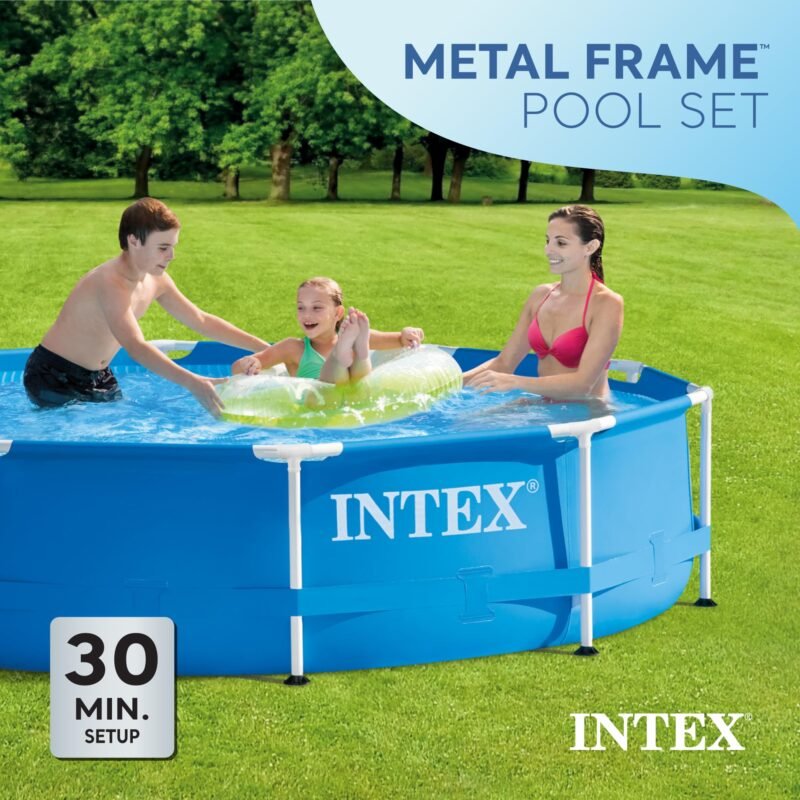 Intex 28211EH Metal Frame Pool Set – 12ft (3.66m) x 30in (76cm) Round Above Ground Swimming Pool with 530 GPH Pump – 1,718 Gallon (6,504L) Capacity – 3-Ply Puncture-Resistant PVC – Rust-Resistant Frame - Image 22