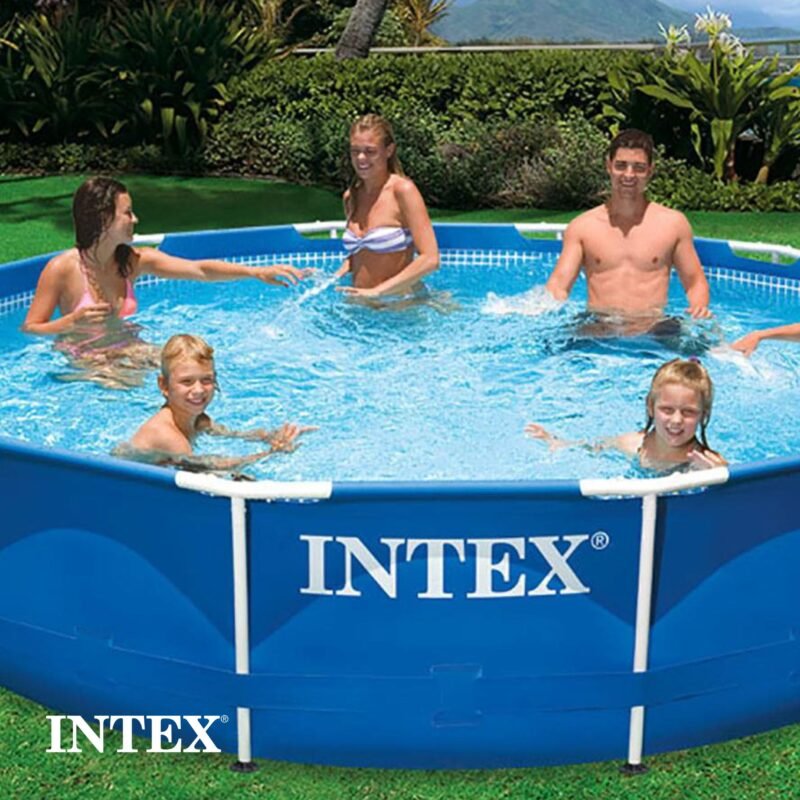 Intex 28211EH Metal Frame Pool Set – 12ft (3.66m) x 30in (76cm) Round Above Ground Swimming Pool with 530 GPH Pump – 1,718 Gallon (6,504L) Capacity – 3-Ply Puncture-Resistant PVC – Rust-Resistant Frame - Image 11