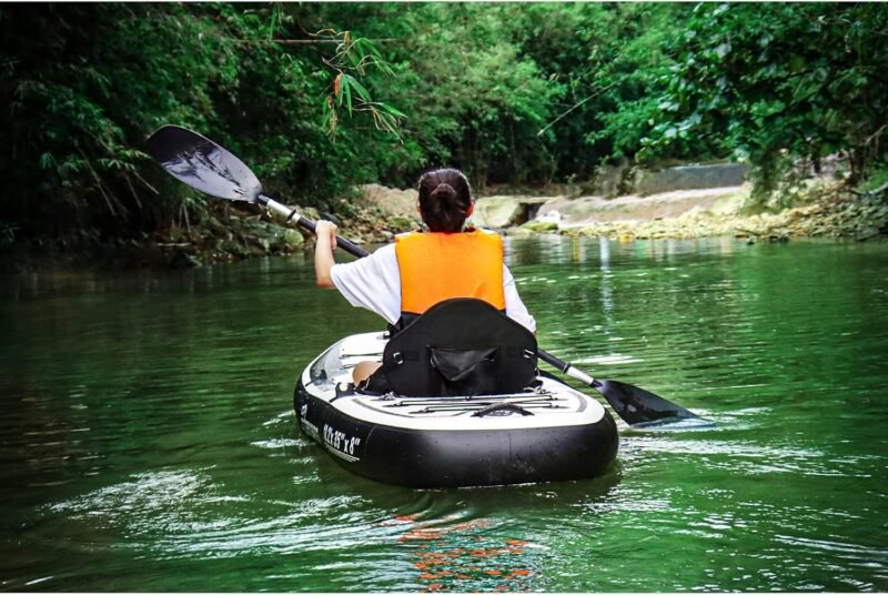 TIGERXBANG 10.2′×35″ Inflatable SUP-Kayak Boat – 500 lb Capacity, Fishing & Touring Set with Oar, Pump, Backpack - Image 6