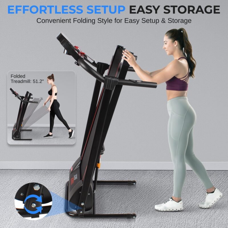 SereneLife SLFTRD18 Folding Treadmill – 0.6–6 MPH, 4-Level Manual Incline, Bluetooth App Sync, 39.3″×15.7″ Belt, Compact Digital Trainer - Image 38