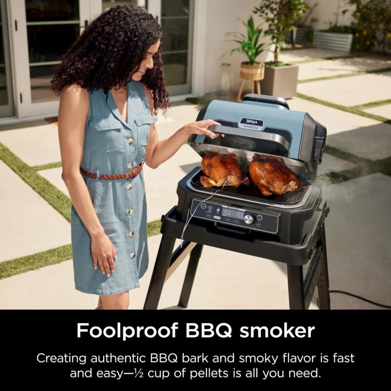 Ninja Woodfire Pro XL OG850 Electric Outdoor Grill and Smoker – 4-in-1 Portable BBQ with Built-In Thermometer, Air Fry, Bake, and Real Woodfire Flavor – Stainless Steel, 22-Inch, Dark Grey - Image 16