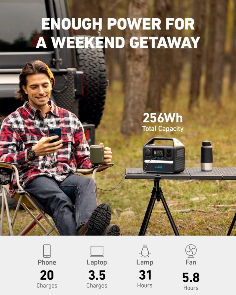 Anker 521 Portable Power Station 256Wh – LiFePO4 Battery | 300W AC Output (600W Surge) | 60W USB-C PD, 6 Ports, Solar-Compatible PowerHouse for Camping, Emergency, Travel & Outdoor Use - Image 4