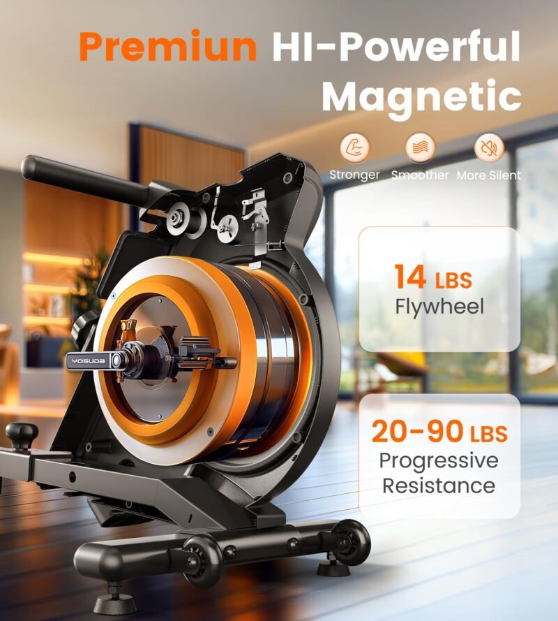 YOSUDA Magnetic & Water Rowing Machine – Foldable Home Rower, 159 kg Capacity, Bluetooth App, Tablet Holder & Comfortable Seat - Image 12