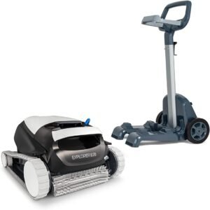 Maytronics Dolphin Explorer E20 Robotic Pool Cleaner with Caddy